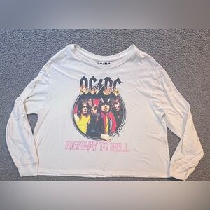 AC/DC Highway To Hell Album Cover Womens Cropped Shirt Size 2X White